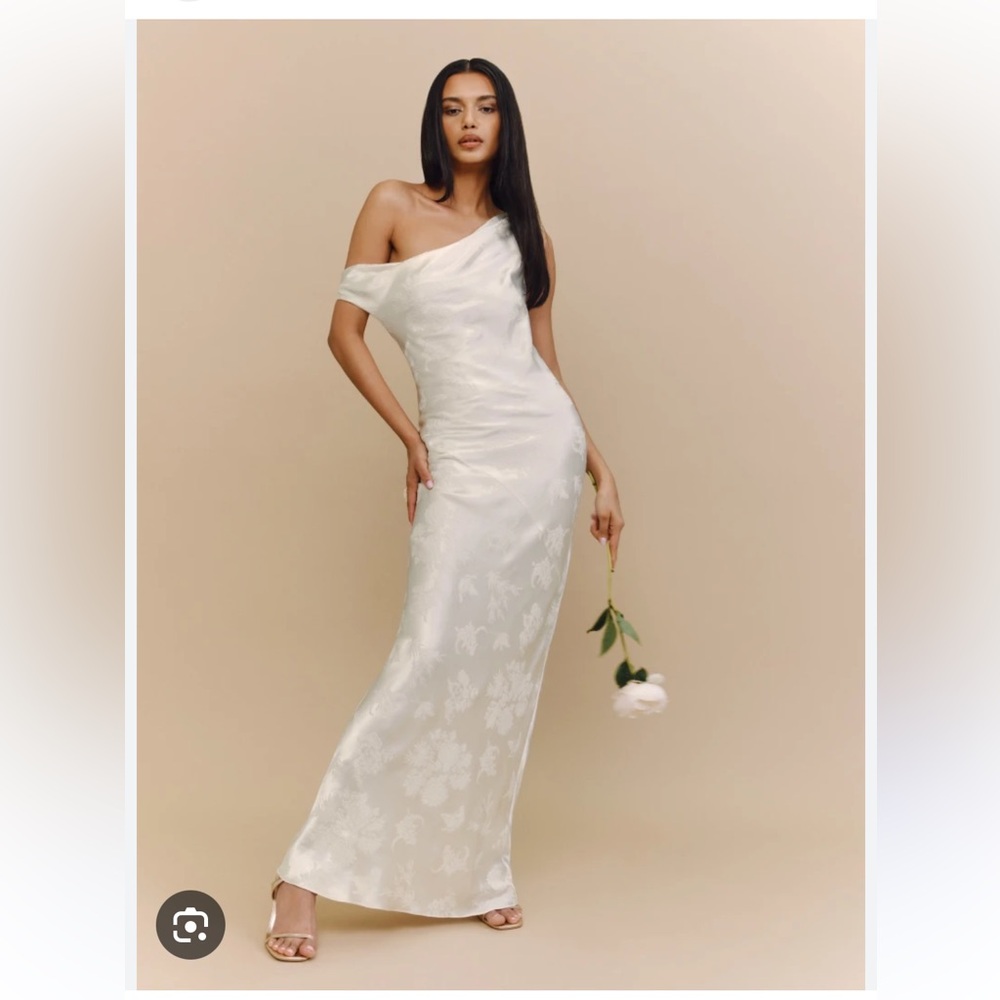 Reformation Ailsa Silk Jacquard White maxi dress